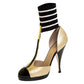 Original Chanel Light Yellow/Black Patent Leather Ankle Sock T Strap Platform Pumps Size 39