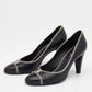 Original Chanel Black/White Leather CC Pumps Size 39