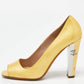 Original Chanel Yellow Patent Leather CC Open Toe Pumps Size 38