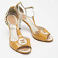 Original Chanel Beige/White Patent and Leather CC T-Bar Ankle Strap Sandals Size 39