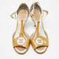 Original Chanel Beige/White Patent and Leather CC T-Bar Ankle Strap Sandals Size 39