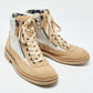 Original Chanel Beige/White Canvas and Suede CC Ankle Boots Size 40