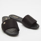 Original Chanel Black Satin Interlocking CC Flat Slides Size 39.5