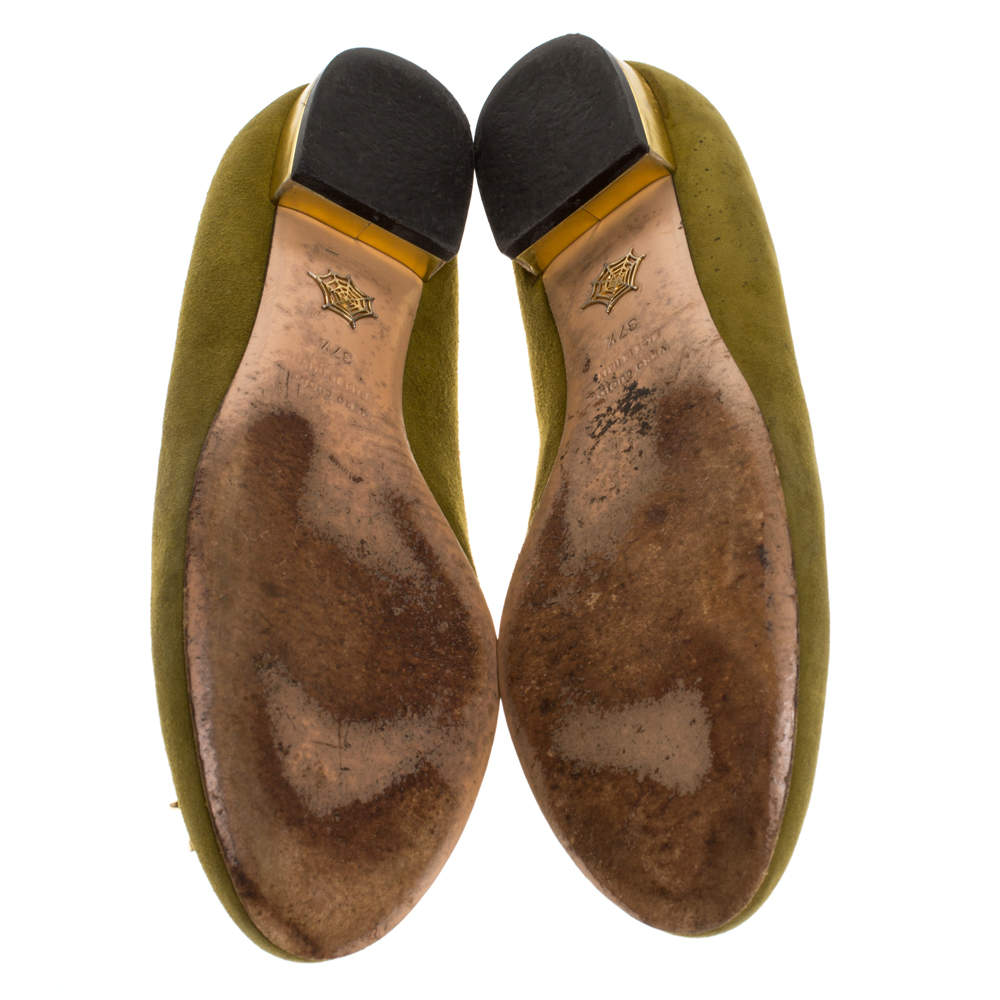 Original Charlotte Olympia Green Suede Capricorn Smoking Slippers Size 37.5