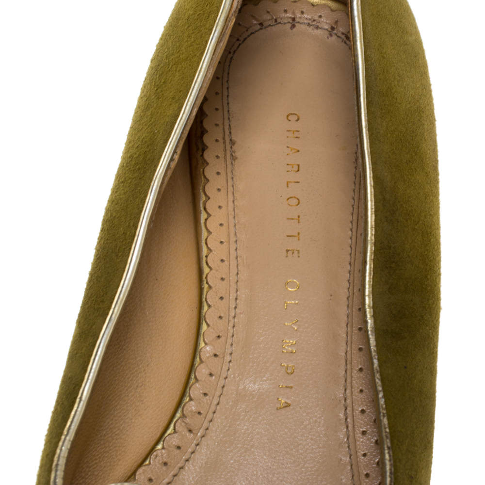 Original Charlotte Olympia Green Suede Capricorn Smoking Slippers Size 37.5