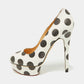 Original Charlotte Olympia White/Black Polka Dot Print Leather Dolly Platform Pumps Size 40