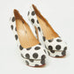 Original Charlotte Olympia White/Black Polka Dot Print Leather Dolly Platform Pumps Size 40