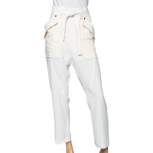 Original Chloe White Crepe Oversized Pocket Detail Pants S