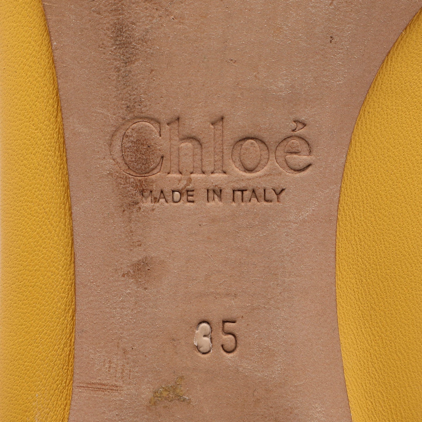 Original Chloe Yellow Leather Scalloped Ballet Flats Size 35