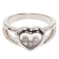 Original Chopard Happy Diamonds Heart 3 Diamonds White Gold Ring Size 53