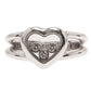 Original Chopard Happy Diamonds Heart 3 Diamonds White Gold Ring Size 53