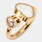 Original Chopard Happy Hearts Mother of Pearl Diamond 18k Rose Gold Ring Size 49