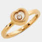 Original Chopard Happy Diamond 18k Rose Gold Heart Ring Size 51