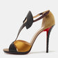 Original Christian Louboutin Black/Yellow Python Embossed Leather, Suede and Satin Aztec Sandals Size 41 (Never Used)