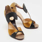 Original Christian Louboutin Black/Yellow Python Embossed Leather, Suede and Satin Aztec Sandals Size 41 (Never Used)