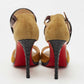 Original Christian Louboutin Black/Yellow Python Embossed Leather, Suede and Satin Aztec Sandals Size 41 (Never Used)