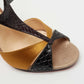 Original Christian Louboutin Black/Yellow Python Embossed Leather, Suede and Satin Aztec Sandals Size 41 (Never Used)