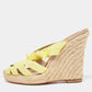 Original Christian Louboutin Yellow Fabric Delfin Espadrille Wedge Sandals Size 37 (Never Used)