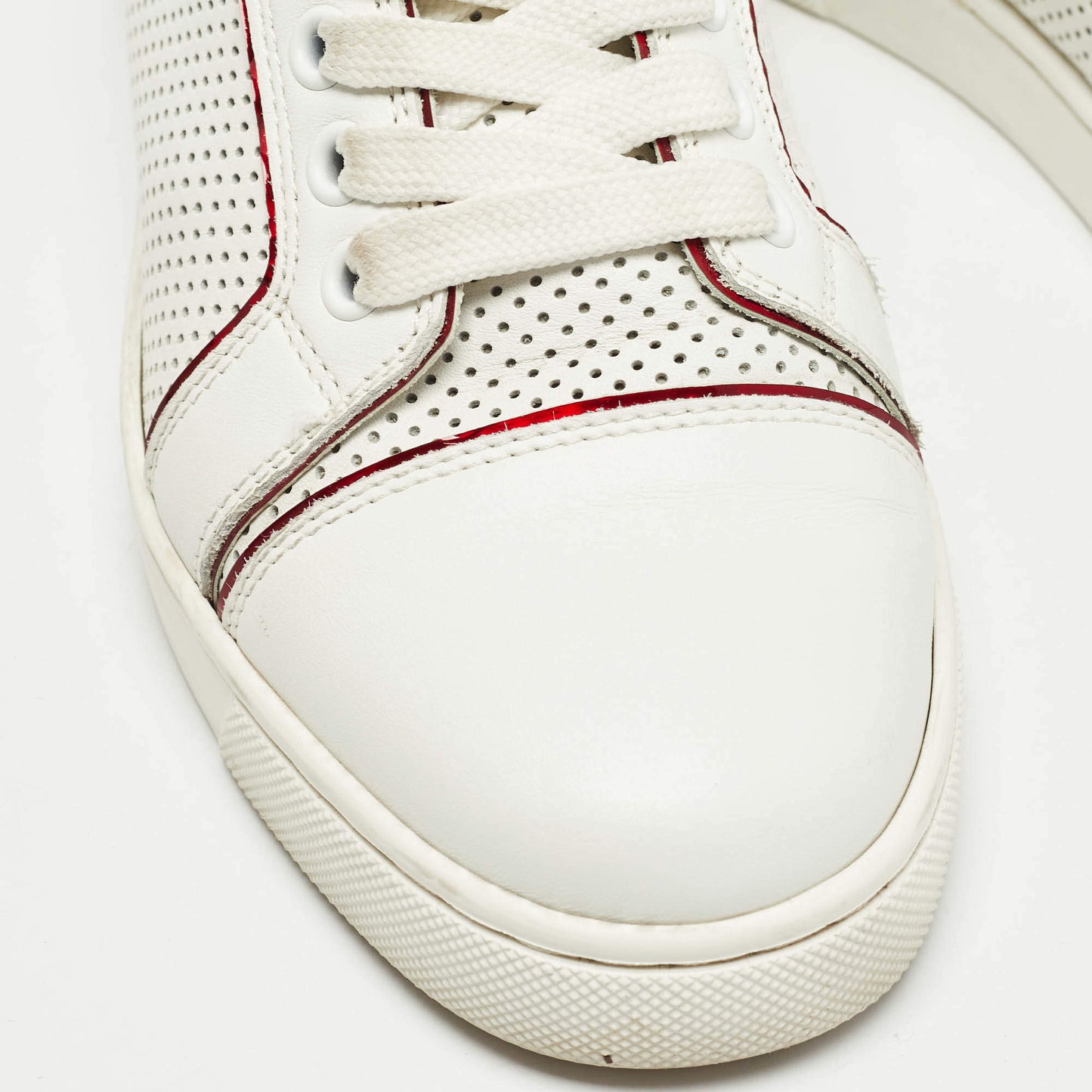 Original Christian Louboutin White Leather and PVC  Trimmed Fun Vieira Trainers Size 34.5