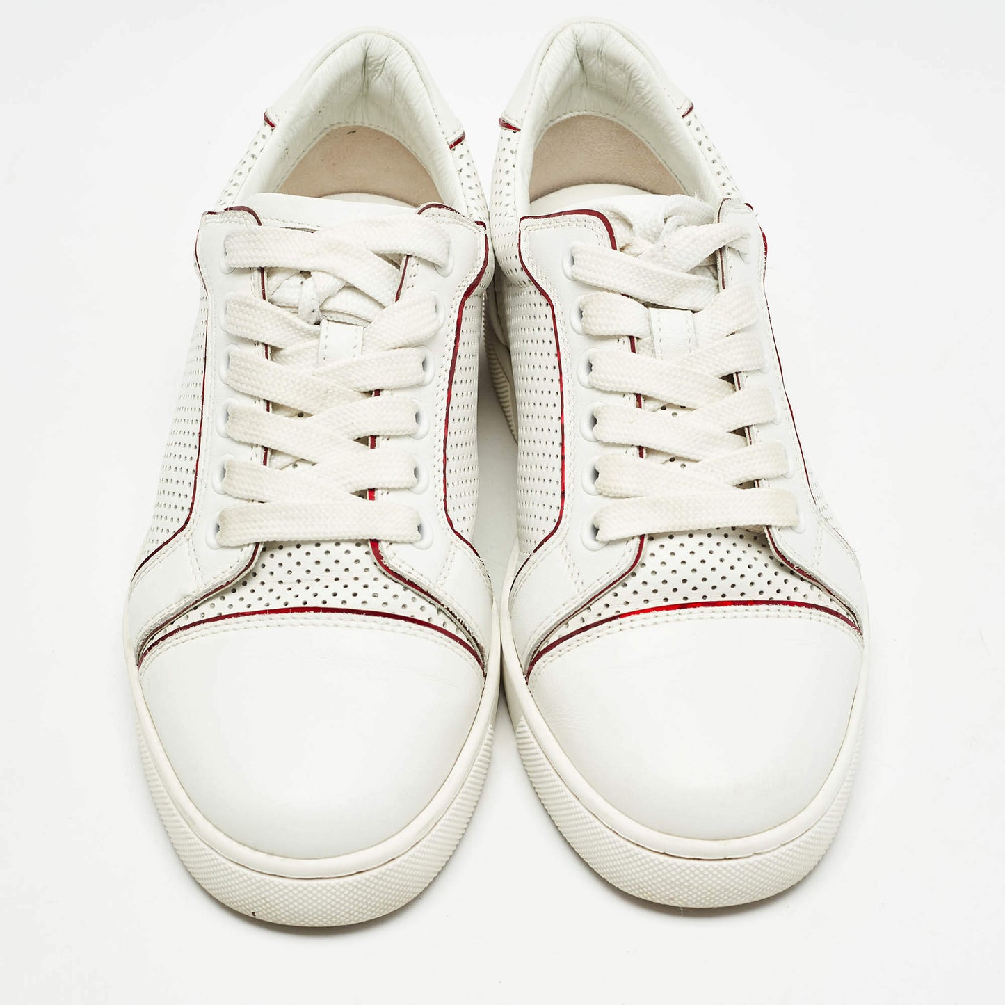 Original Christian Louboutin White Leather and PVC  Trimmed Fun Vieira Trainers Size 34.5