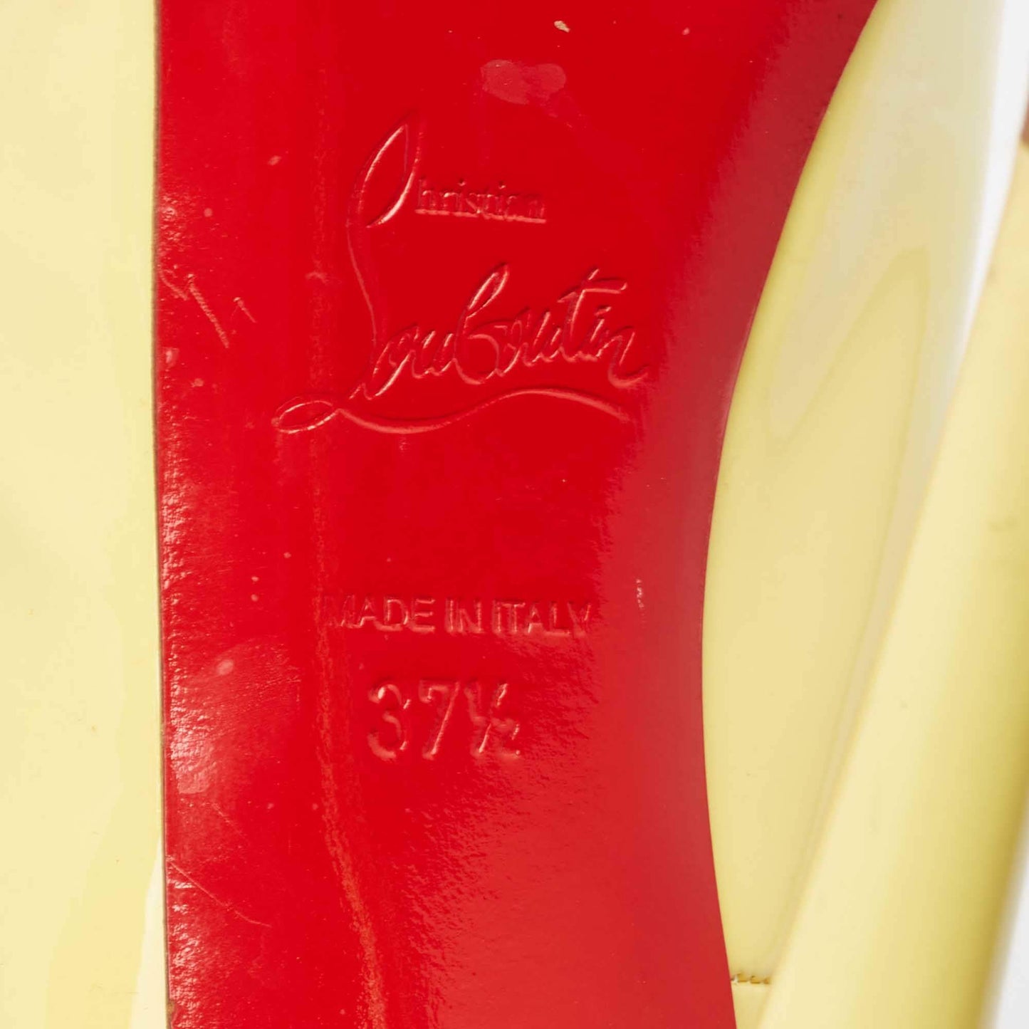 Original Christian Louboutin Yellow Patent Leather Very Prive Pumps Size 37.5