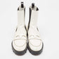 Original Christian Louboutin White Patent Leather Montezu Ankle Length Boots Size 38