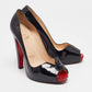 Original Christian Louboutin Black Patent Leather Carroseria Peep Toe Pumps Size 39