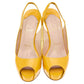 Original Christian Louboutin Yellow Patent Leather Peep Toe Platform Slingback Sandals Size 36