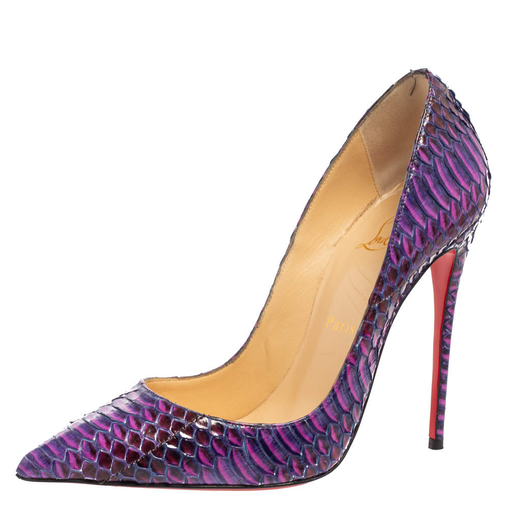 Original Christian Louboutin Two-Tone Python Leather So Kate Pumps Size 38.5