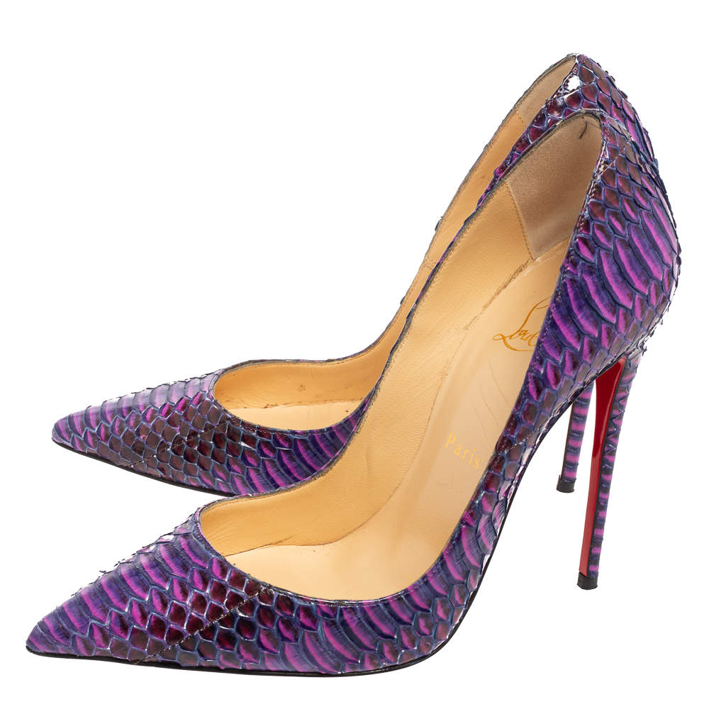 Original Christian Louboutin Two-Tone Python Leather So Kate Pumps Size 38.5