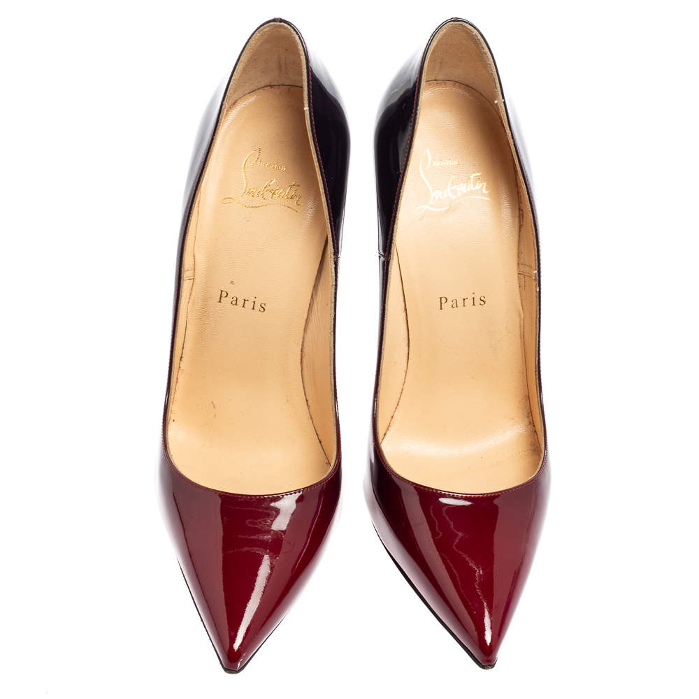 Original Christian Louboutin Two-Tone Patent Leather So Kate Pumps Size 38