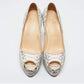 Original Christian Louboutin Grey/White Python Altadama Peep Toe Platform Pumps Size 37