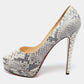 Original Christian Louboutin Grey/White Python Altadama Peep Toe Platform Pumps Size 37