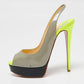 Original Christian Louboutin Tri-Color Patent Leather Lady Peep-Toe Slingback Sandals Size 37.5