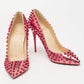 Original Christian Louboutin Two-Tone Metallic Leather Pigalle Spikes Pumps Size 38.5