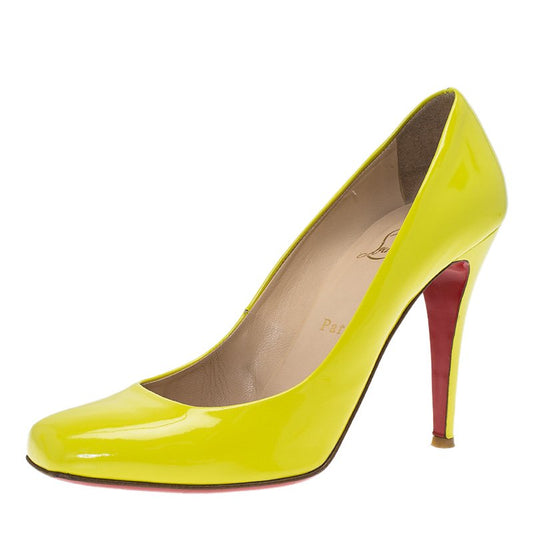 Original Christian Louboutin Yellow Patent Decollete 328 Pumps Size 39.5