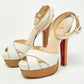 Original Christian Louboutin White Leather Criss Cross Platform Ankle Strap Sandals Size 36.5