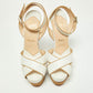 Original Christian Louboutin White Leather Criss Cross Platform Ankle Strap Sandals Size 36.5