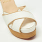 Original Christian Louboutin White Leather Criss Cross Platform Ankle Strap Sandals Size 36.5