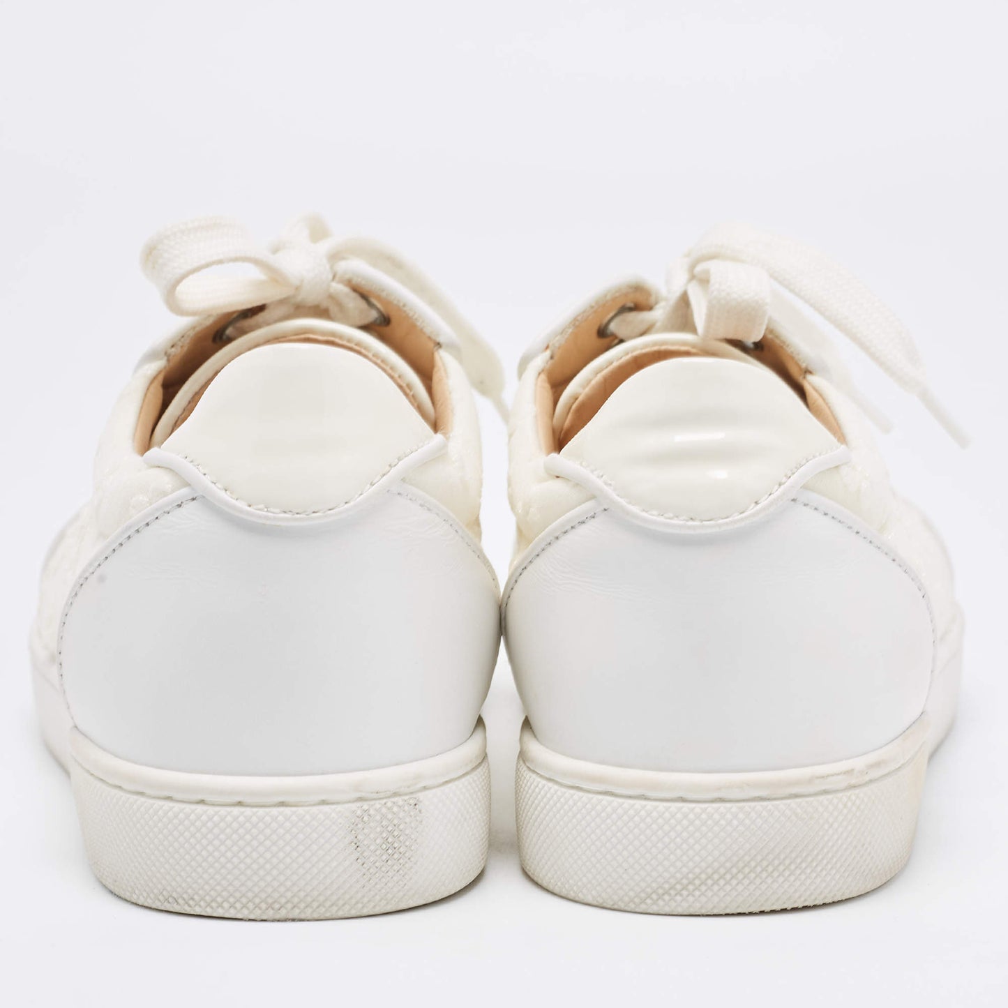 Original Christian Louboutin White Fabric And Leather Vieira Orlato Trainers Sneakers Size 36.5