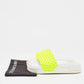 Original Christian Louboutin Neon Yellow Leather Spikes Pool Fun Flat Slides Size 40