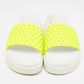 Original Christian Louboutin Neon Yellow Leather Spikes Pool Fun Flat Slides Size 40