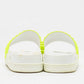 Original Christian Louboutin Neon Yellow Leather Spikes Pool Fun Flat Slides Size 40