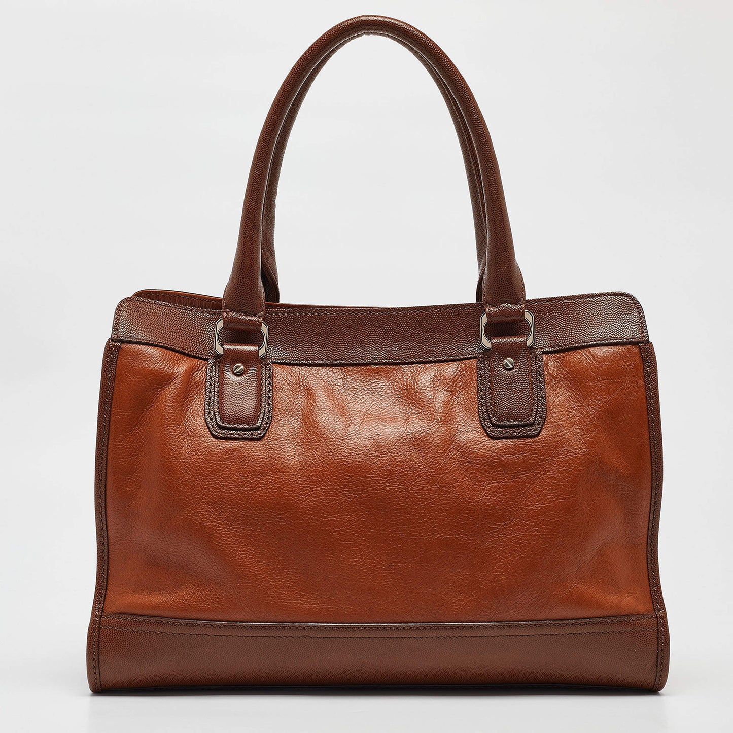 Original Cole Haan Brown Leather Vintage Valise Novelty Kendra Tote