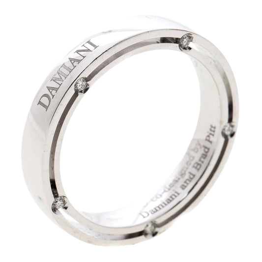 Original Damiani & Brad Pitt Diamond 18k White Gold Wedding Band Ring Size 58