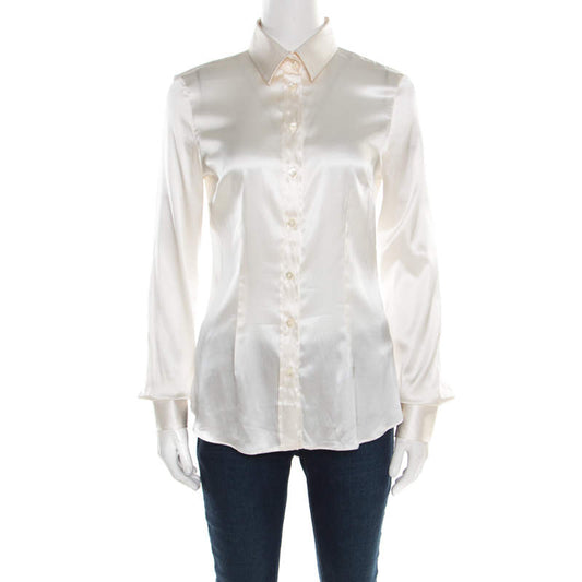 Original D&G Off White Satin Long Sleeve Shirt S