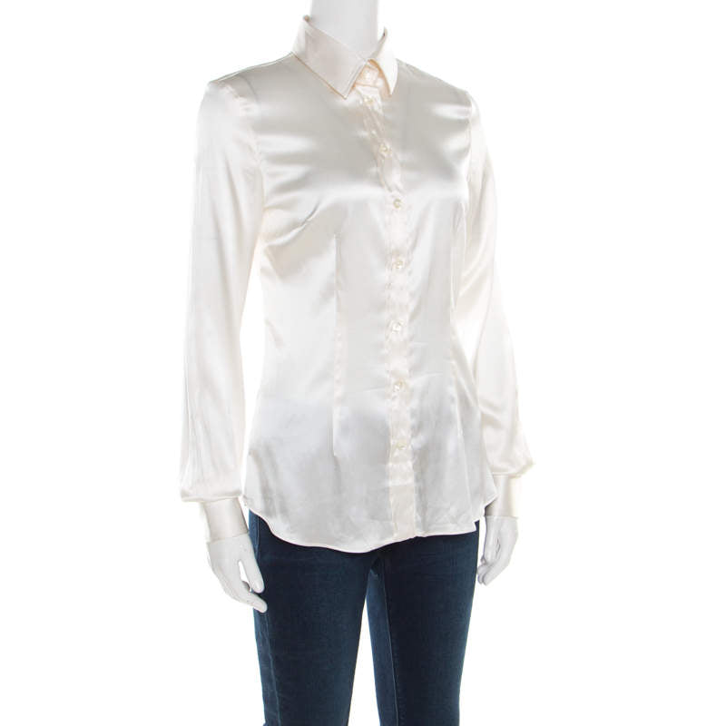 Original D&G Off White Satin Long Sleeve Shirt S