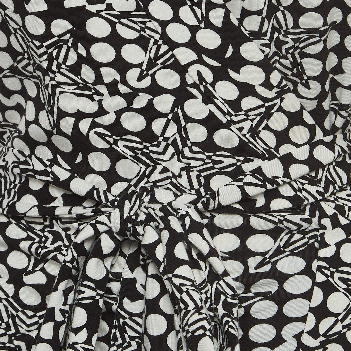 Original Diane Von Furstenberg Black/White Geometric Print Jersey Midi Wrap Dress L