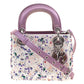 Original Dior White/Lilac Satin Embelished Limited Edition Mini Lady Dior Tote