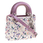 Original Dior White/Lilac Satin Embelished Limited Edition Mini Lady Dior Tote